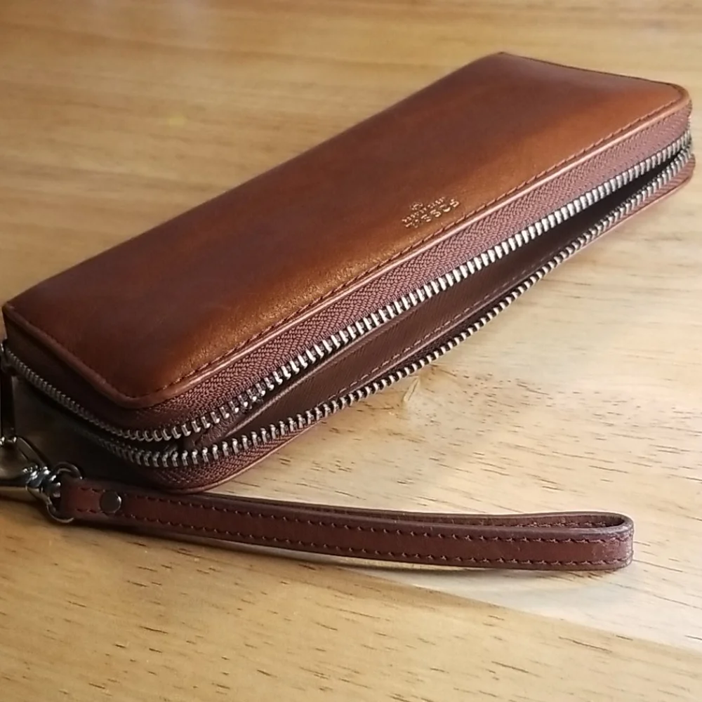 RARE Fossil Wallet Clutch Y2K Genuine Leather Excellent Condition